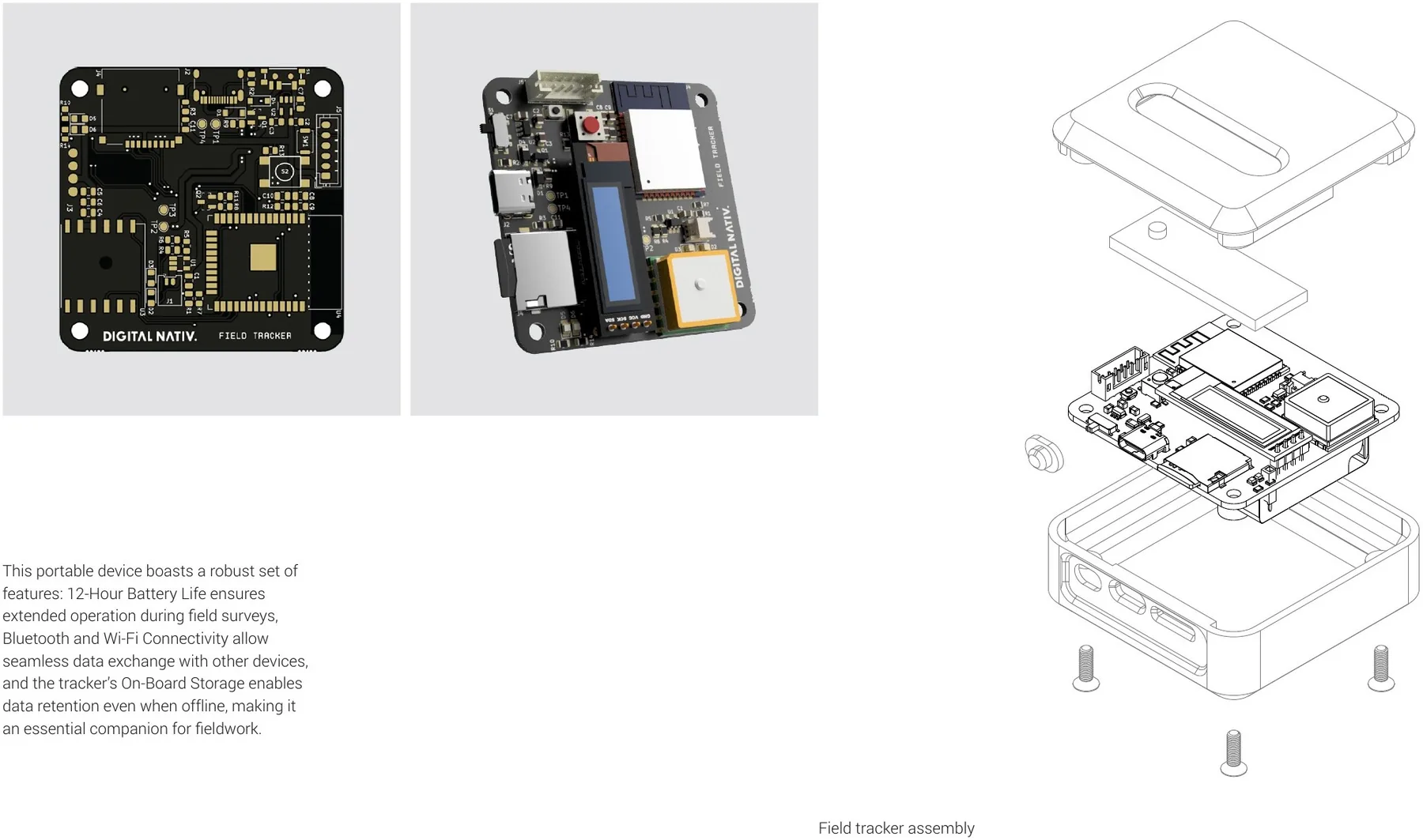 PCB design and field tracker assembly