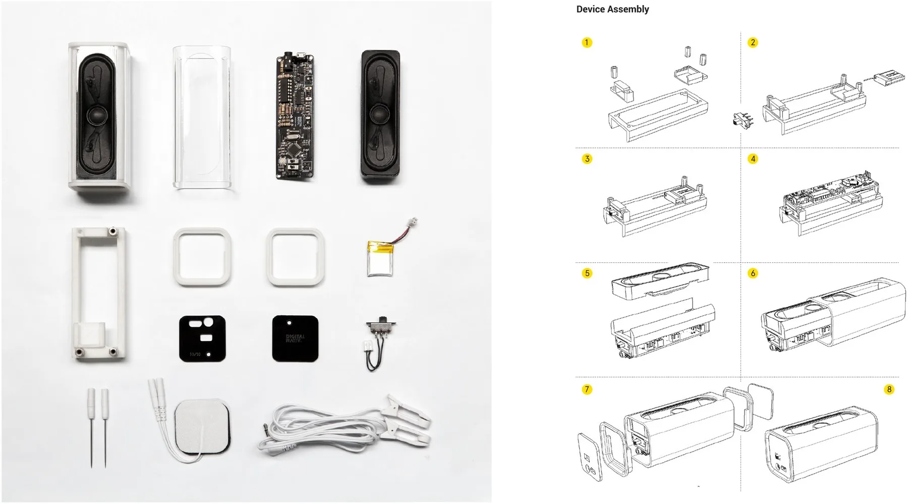 Device assembly, steps 1–8